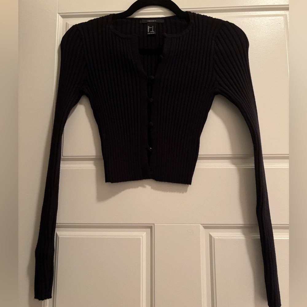 Cropped forever 21 button up sweater